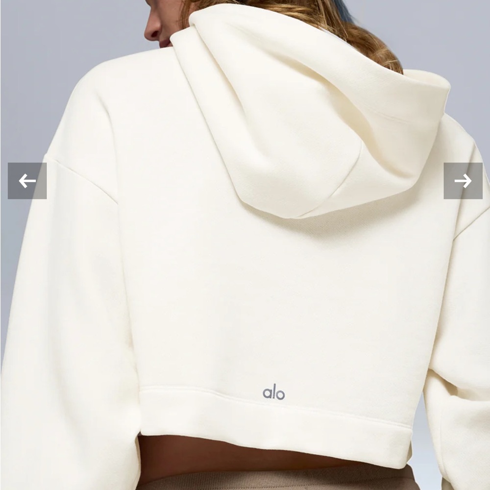 Alo Cream Cropped Hoodie